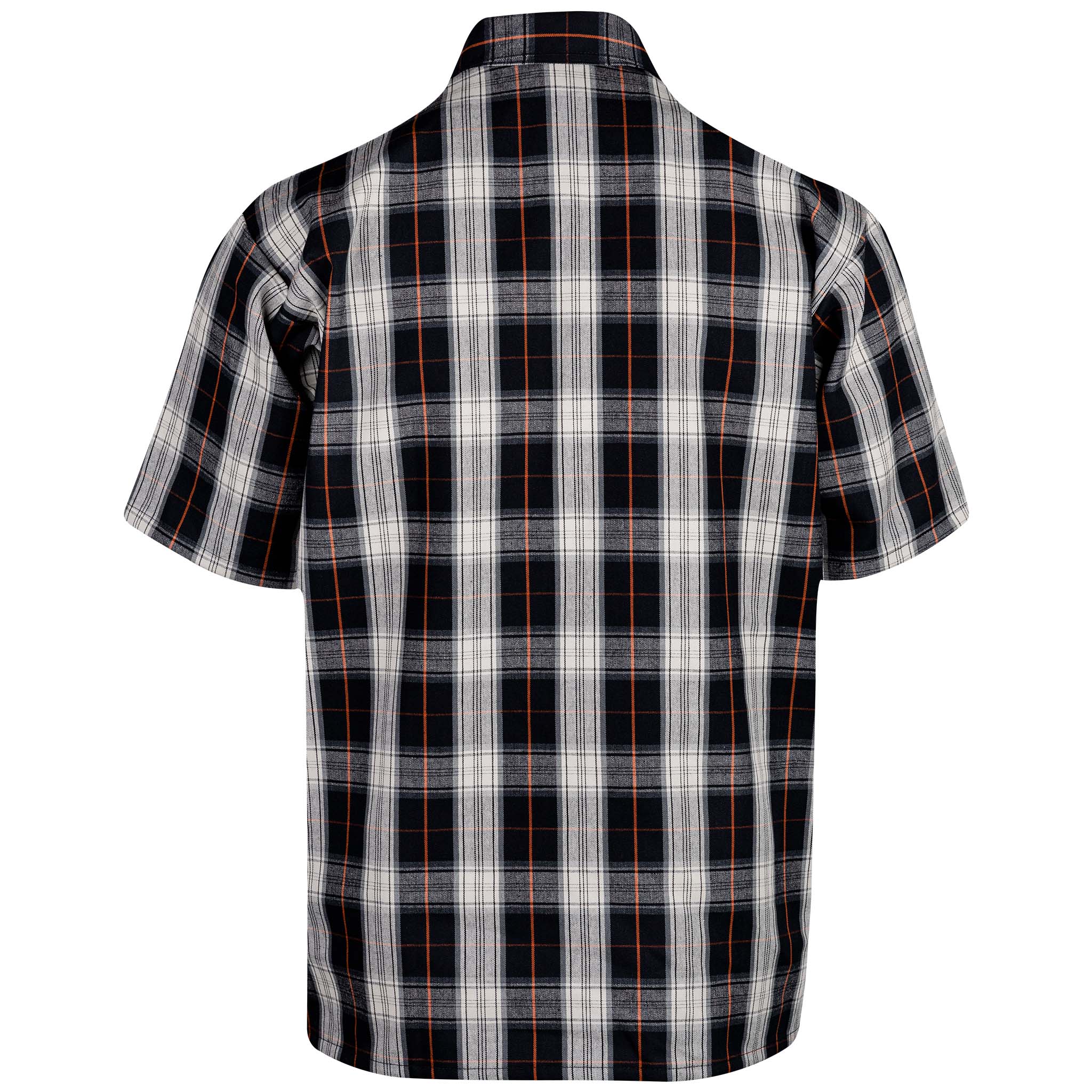 Half Zip Short Sleeve Black & Cream Plaid Back