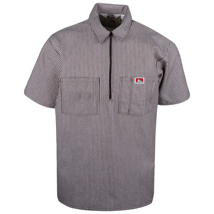 Half Zip Short Sleeve Stripe Brown Front