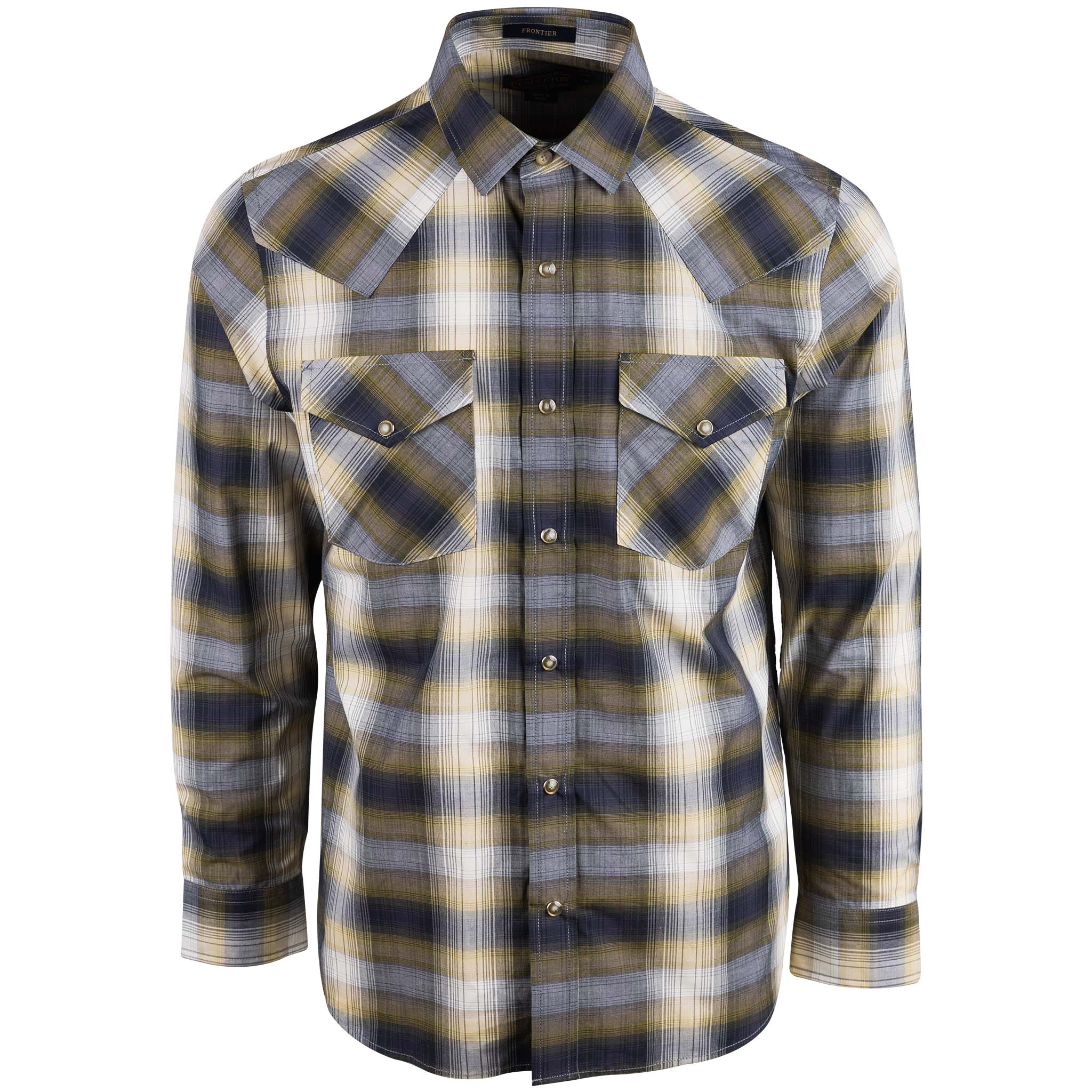 Frontier Shirt Ls Grey Navy Plaid 21 Front