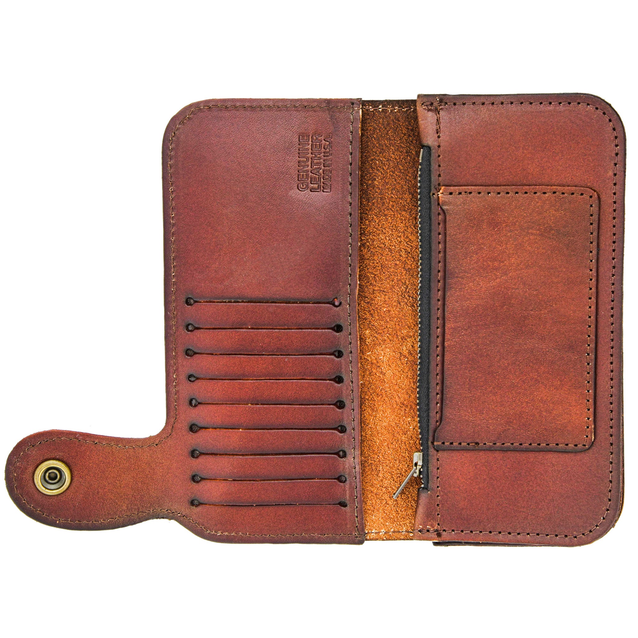 Gunthers Pattern Chain Wallet - Antique Brown Open Back