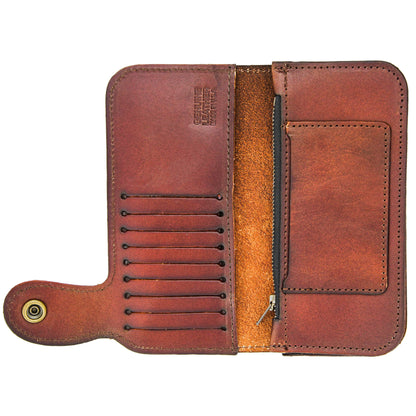 Gunthers Pattern Chain Wallet - Antique Brown Open Back