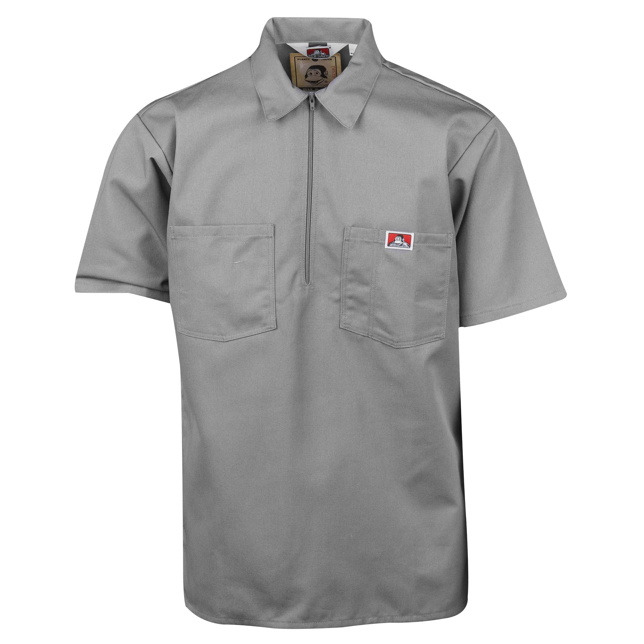 Ben Davis Half Zip Short Sleeve Light Grey T-Shirt Gunthers Supply  And Goods