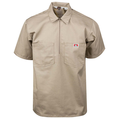 Half Zip Short Sleeve Khaki Front