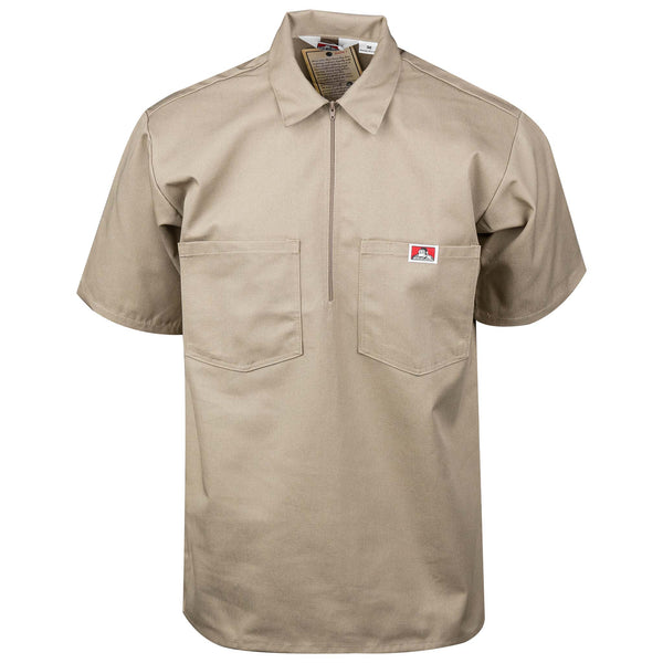 jimwag Agent tops【KHAKI】 Half_Zip_Short_Sleeve_Khaki_Fr