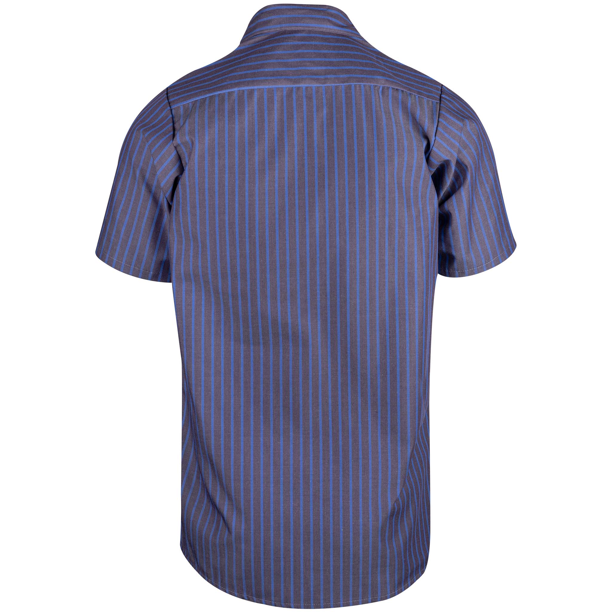 Industrial Work Shirt Blue/Charcoal Stripe Back
