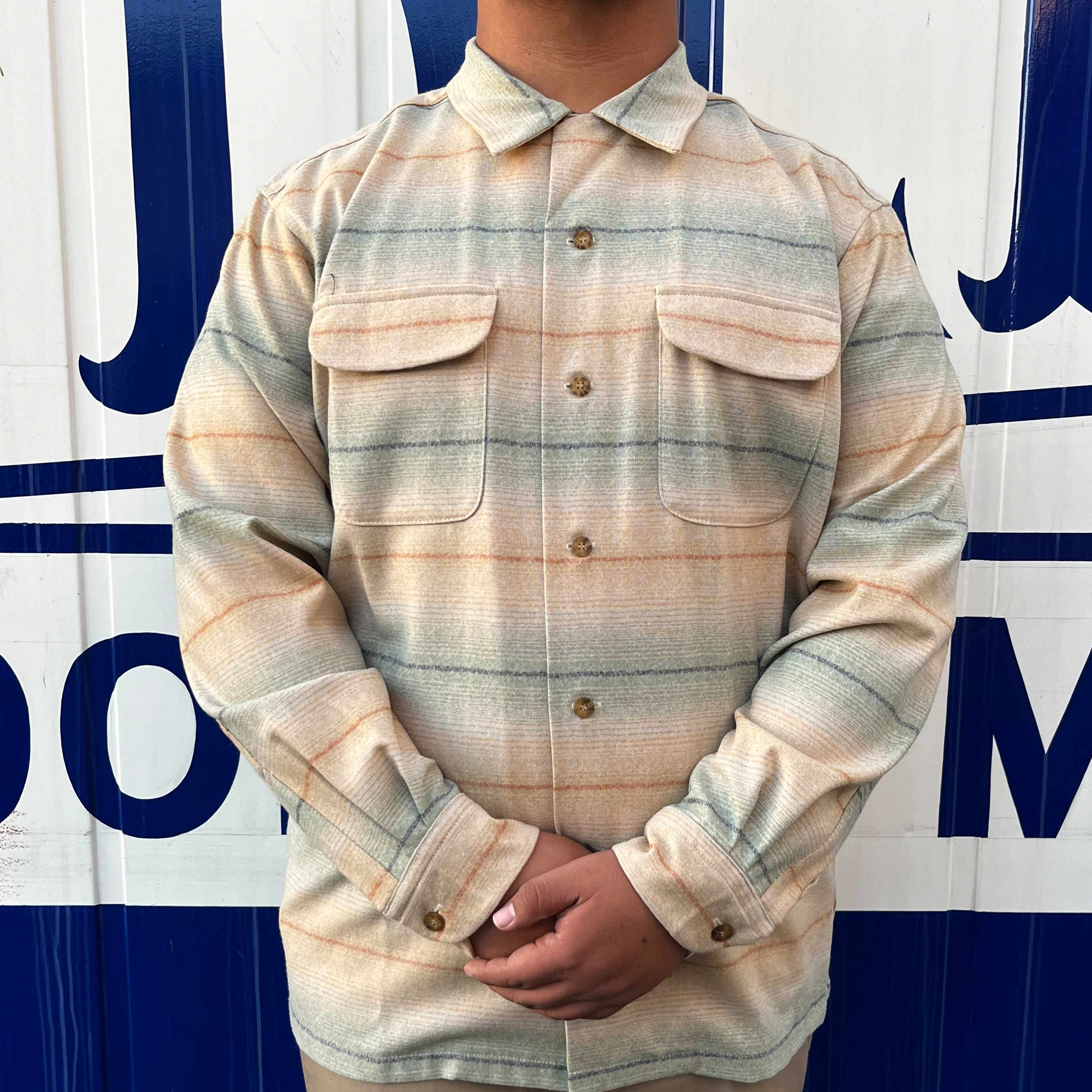 Stripe Board Shirt Tan Green 22'