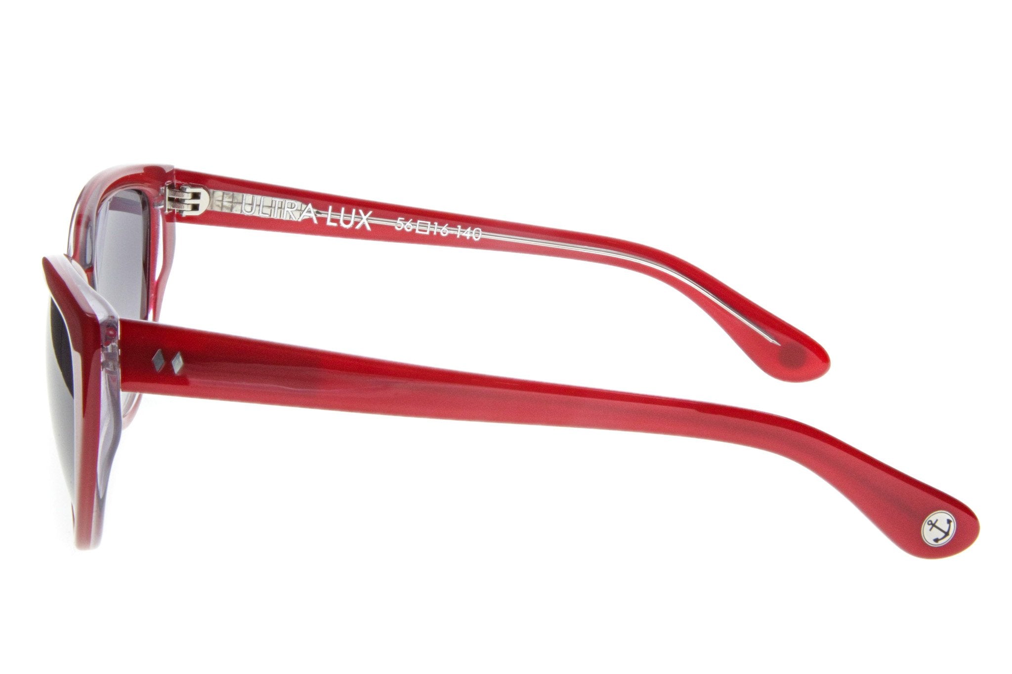 Tres Noir Ultra Lux Scarlet Red Glasses Side View